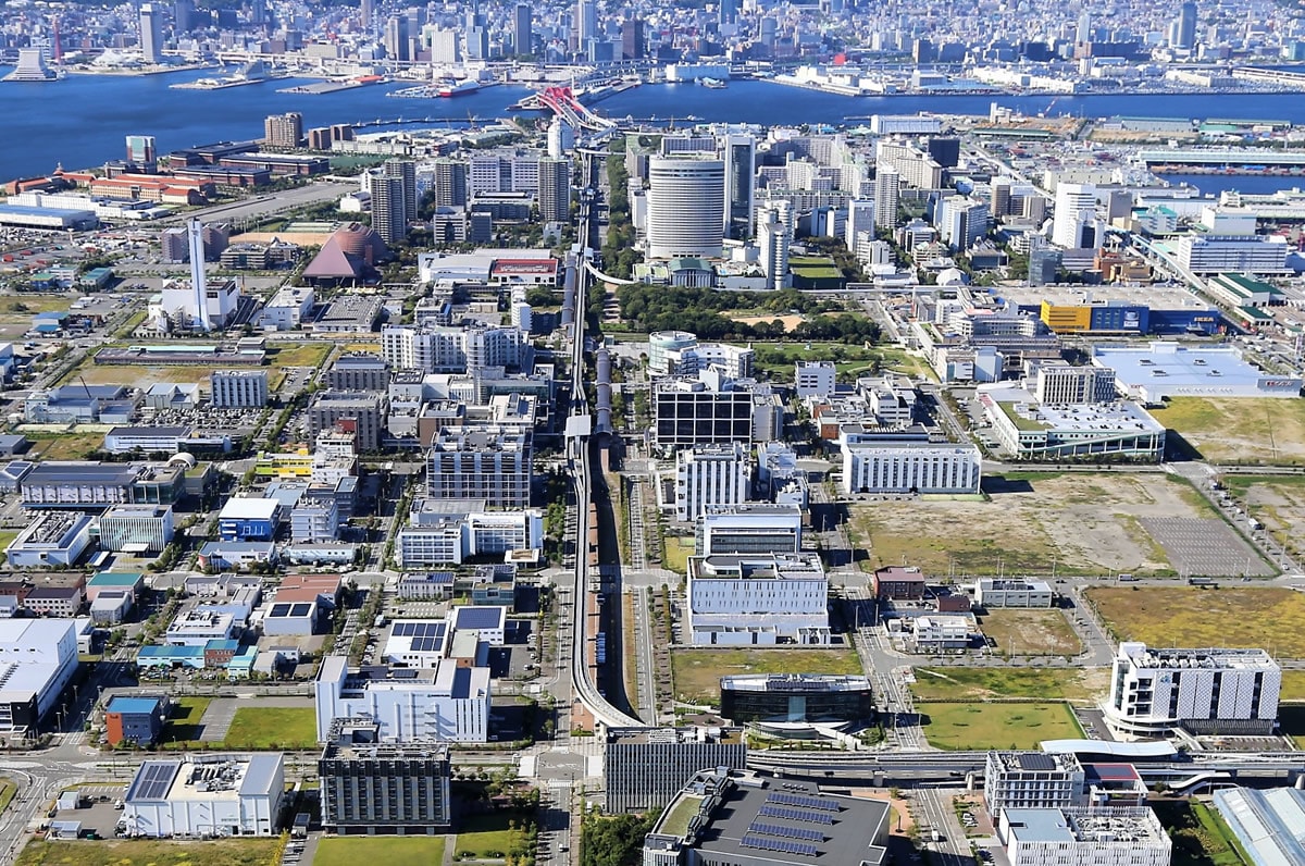 神戸医療産業都市の空撮風景